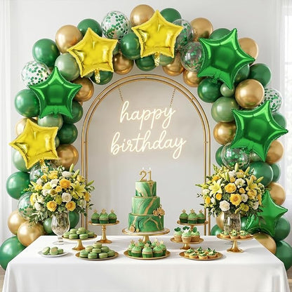 TONIFUL 15 Pack Green and Gold Star Foil Balloons | 18 Inch Mylar Star Balloons - Image 4