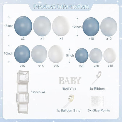 CROSSFINGERS Dusty Blue Balloon Baby Shower Decorations - Image 2