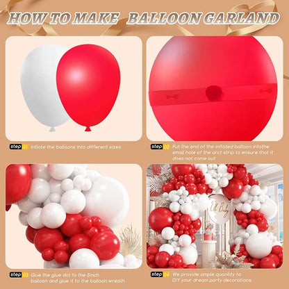 412Pcs Red and White Balloon Garland Arch kit, 18 12 10 5 Inch Different Size - Image 3
