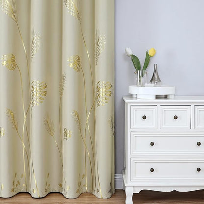 Window Curtains 96 Inch Extra Long Blackout Curtains Palm Tree and Wheat - Image 2