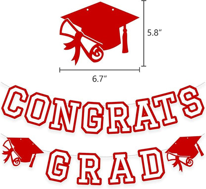 Congrats Grad Banner Graduation Party Banner Decoration Hanging Garland High - Image 2