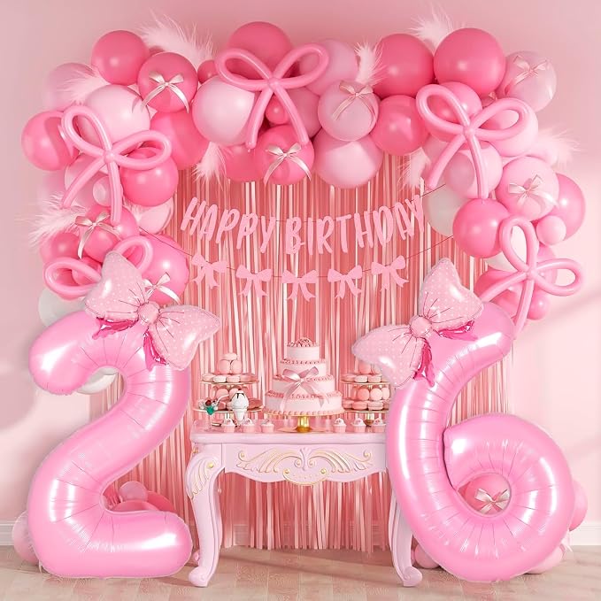 Pink Coquette Birthday Decorations 40 Balloon Numbers - Image 8