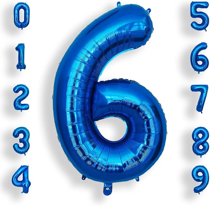 AULE 40 Inch 6 Blue Balloon Number Foil 0-9 Birthday Big Numbers | Birthday by AULE