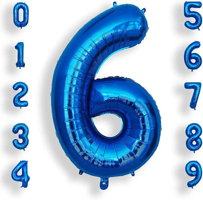 AULE 40 Inch 6 Blue Balloon Number Foil 0-9 Birthday Big Numbers | Birthday by AULE