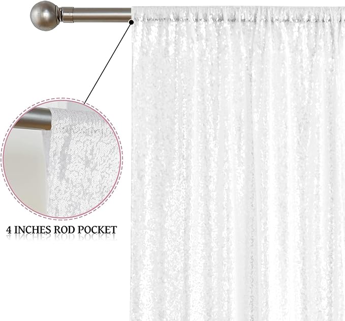 Sugargirl White Sequin Backdrop Curtain 6 Panels 2FTx8FT Glitter White - Image 5