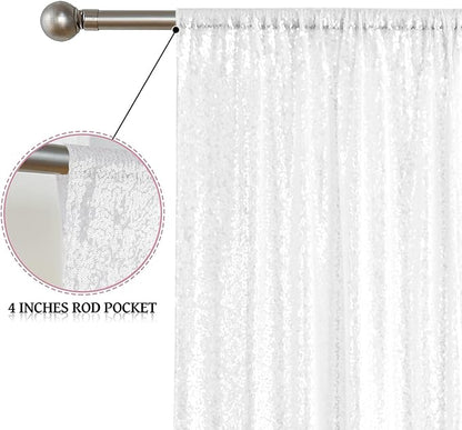 Sugargirl White Sequin Backdrop Curtain 4FTx8FT Glitter White Background Drapes - Image 5