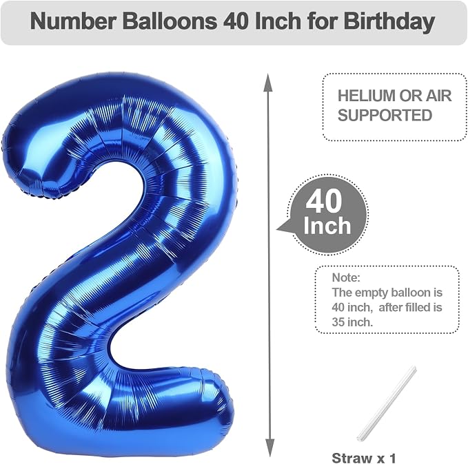 Number Balloons 40 Inch Blue 1 Balloon - Image 5