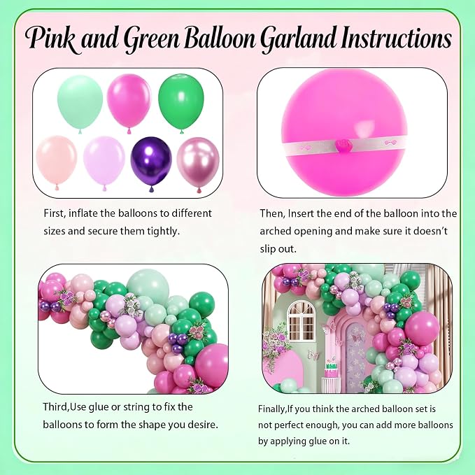 Pink and Green Balloons Garland Arch Kit - Image 4