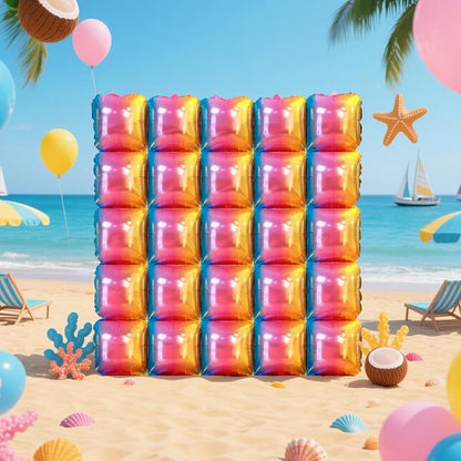 NISOCY 25PCS Gradient Colorful Square Foil Balloons Wall Backdrop | Double - Image 6