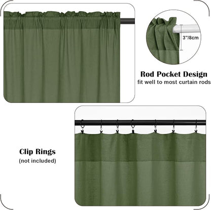 Farmhosue Kitchen Curtains 36 Inch Length, Rustic Cotton Linen Tier Curtains - Image 6