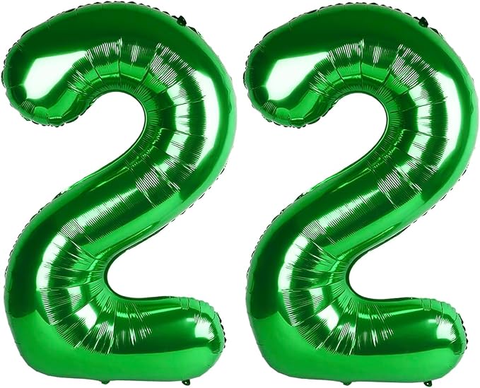 22 Balloon - Green Birthday Number Balloons, 40 Inch Decorations Men Women | by ALPHADELTAPI