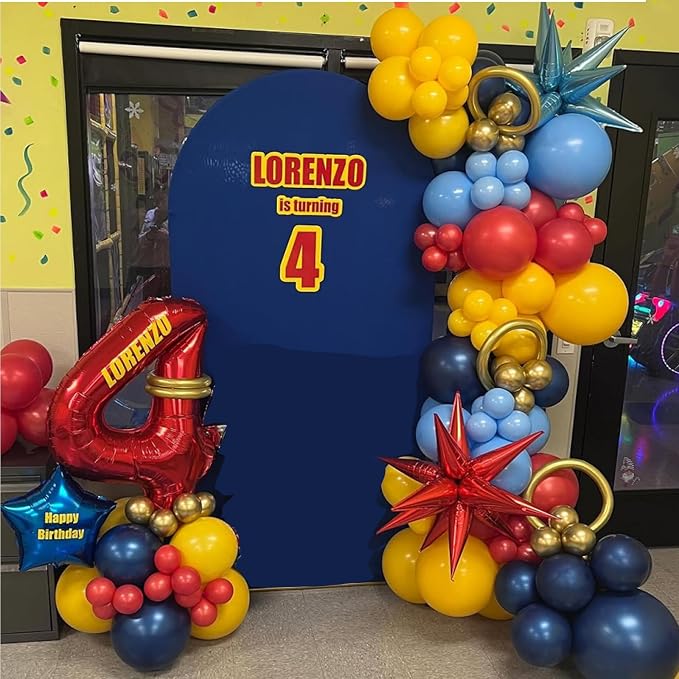 161Pcs Blue Yellow Red and Gold Balloon Garland Arch Kit - Image 6