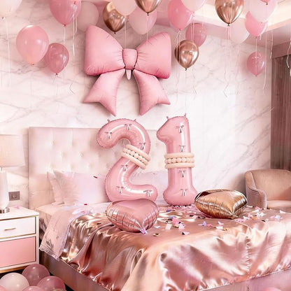 40 Inch Dusty Pink Balloon Number 2, Blush Pink Gold Beige Latex Balloons 2nd - Image 5