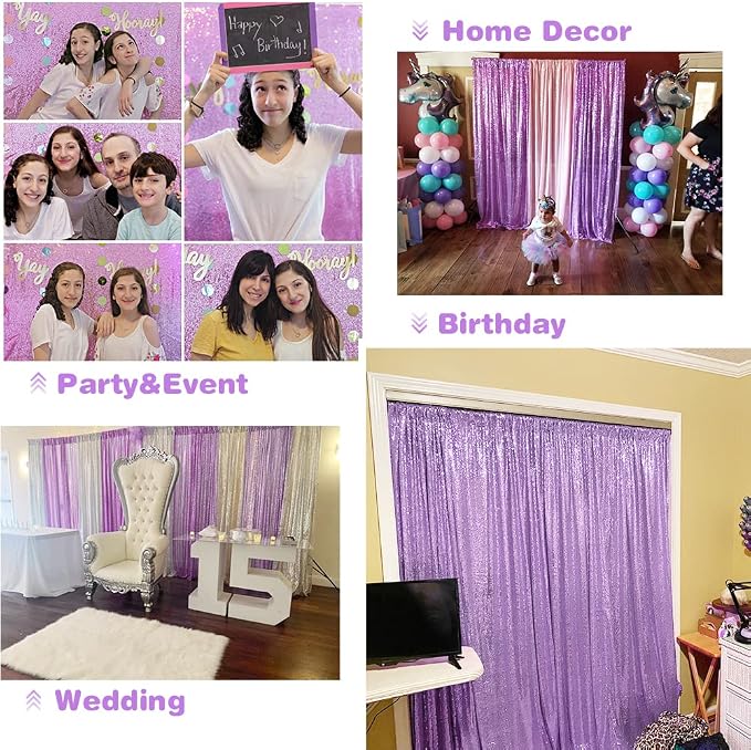Eternal Beauty Lavender 3mm Sequin Backdrop 8x8 Ft - Image 8