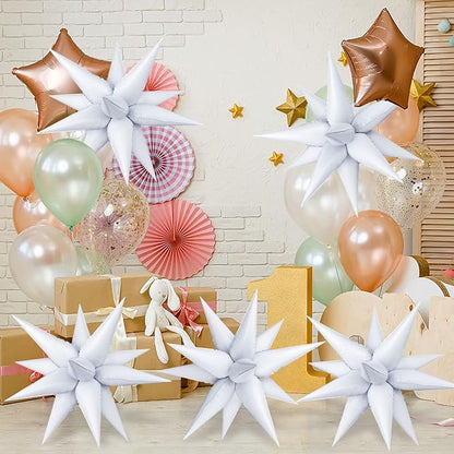 60 Pcs Star Balloons Explosion 12 Point Foil Cone Balloons Magic Balloon Large - Image 3