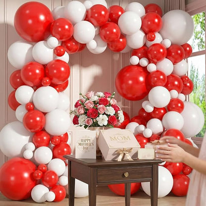 110pcs Red and White Balloons Garland Arch Kit, 18/12/10/5 Inch Balloons | - Image 5