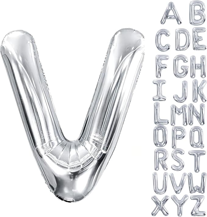 40 Inch Silver Letter Balloon, Large Foil Alphabet Balloons Birthday by Aeniaza
