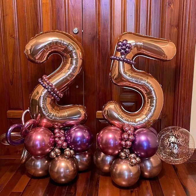 Rose Gold 25 Number Balloons, 40 Inch Big Giant Jumbo 25 or 52 Balloon Numbers - Image 3