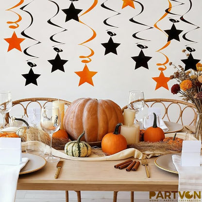 Orange Black Hanging Swirl Decorations - Image 5
