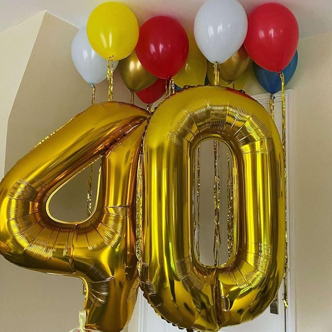 Gold 45 Number Balloons, 40 Inch Giant Number 45 Balloons Foil Mylar Helium - Image 4