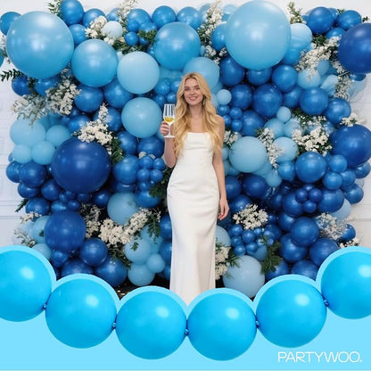 PartyWoo Light Blue Linking Balloons 100pcs 12 Inch Blue Link Balloons | - Image 8