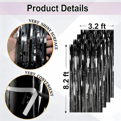 Black Foil Fringe Curtain - Image 2