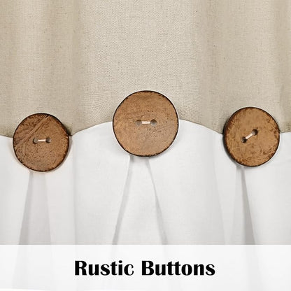 Farmhouse Valance Curtains, Boho Cotton Linen Kitchen Valance, Rustic Button - Image 4