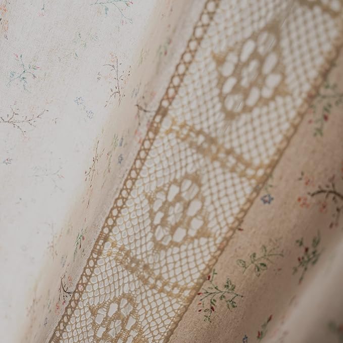 Sutuo Home Boho Curtain Semi-Blackout Crochet Hollow Lace Patchwork - Image 3