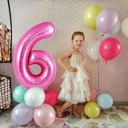 Pink Number Balloons, Large Hot pink Number 6 Balloon 40 Inch Pink 6 Balloon - Image 3