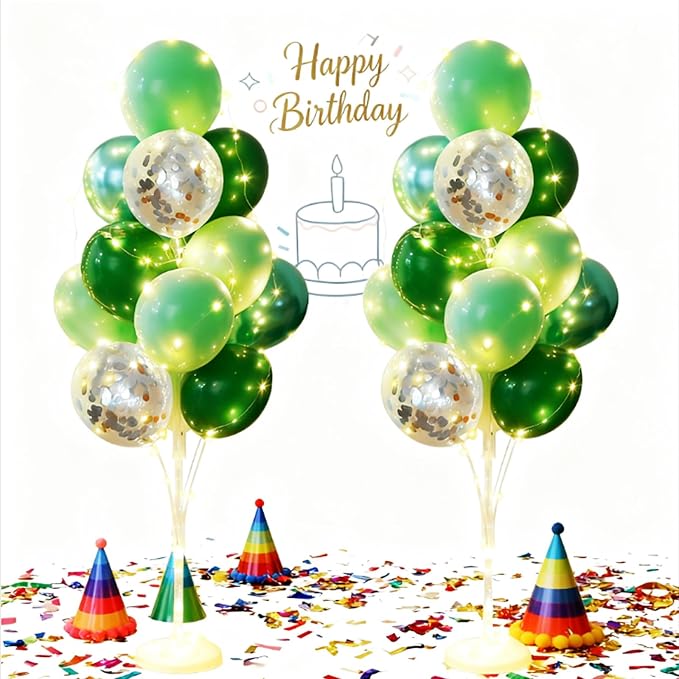 Balloon Stand for Floor with String Light 2 Set Green Centerpieces Balloon - Image 3
