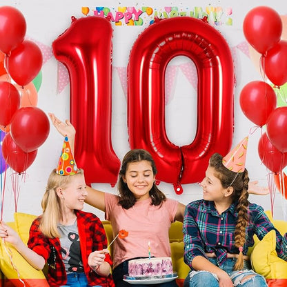 Red Number 10 Balloons, 40 Inch Big Large Foil Number Balloons, Jumbo Giant - Image 6