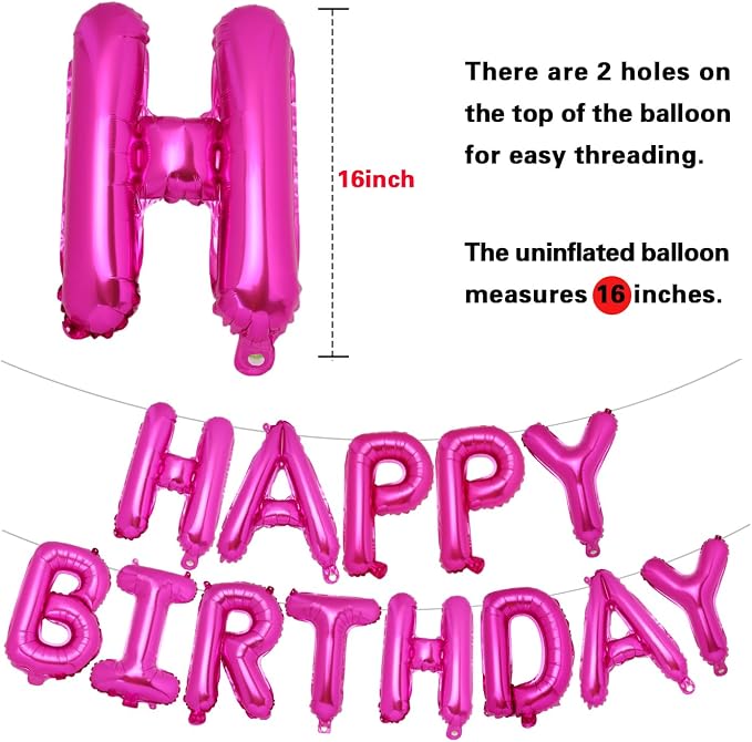 PIGETALE Happy Birthday Banner, 16 Inch Mylar Foil Letters Sign Bunting Happy - Image 5