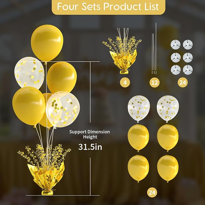 Gold Balloon Table Centerpiece Kit, 4 Sets Gold Balloon Stands - Image 4