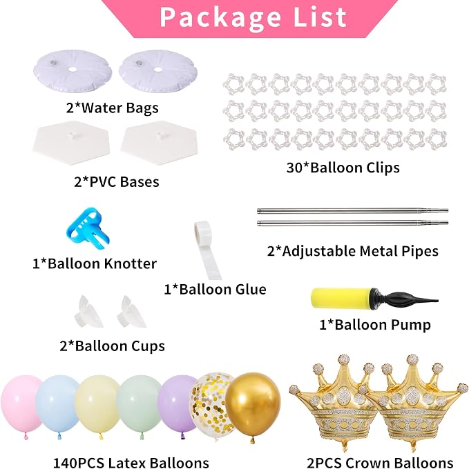 Pastel Princess Party Balloon Column Stand Arch Kit Set of 2 - Image 3