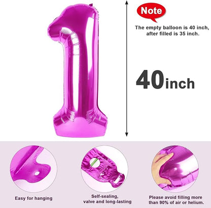 1 Balloon Number 40 Inch Rose Purple Balloons - Image 5