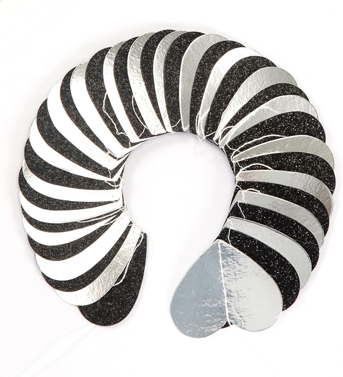 Black White-Silver Party-Decoration Heart Garland - 52ft 21st Men Birthday New - Image 3