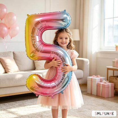 40 Inch Number Balloons 0-9 Rainbow Gradient Large Number 4 Balloons, Digital - Image 6