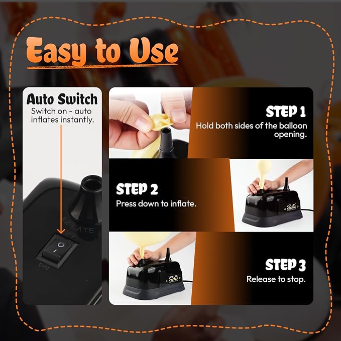 Balloon Pump Electric, Dual Nozzle Balloon Inflator Air Pump, Fast & Easy - Image 6