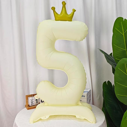 Standing White Crown Number 5 Balloon 40In Retro White Crown 5 Balloon | - Image 4