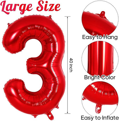 Red Number 30 Balloons, 40 Inch Big Large Foil Number Balloons, Jumbo Giant - Image 2