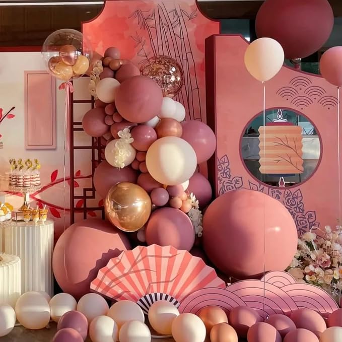 Voircoloria 90pcs Retro Pink Balloons Garland Arch Kit, 18 12 10 5 Inch | - Image 6