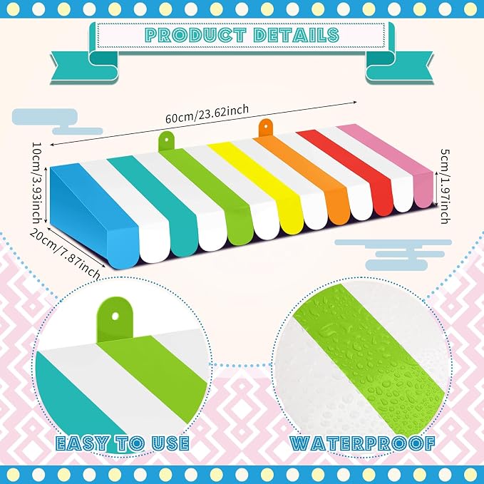 Boao 4 Pack Rainbow Awning Decoration 3D Stripe Cardboard Awning Pride Month - Image 2