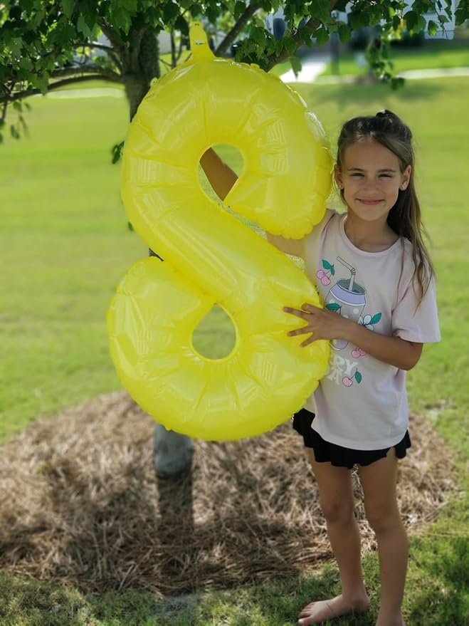 8 Balloon Number 40 Inch Yellow Balloons - Image 2