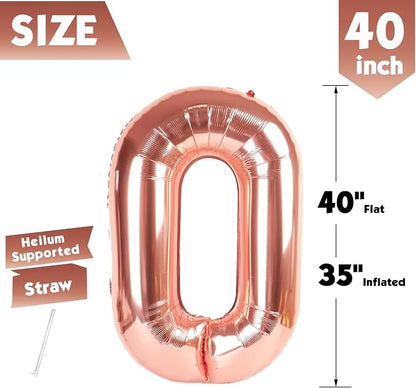 40 In Rose Gold Number 0 Balloon, 0th Birthday Party Decorations - Image 5