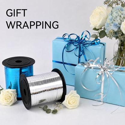 TONIFUL 500 Yards Shiny Blue and Silver Curling Ribbon Balloon String | Balloon - Image 3