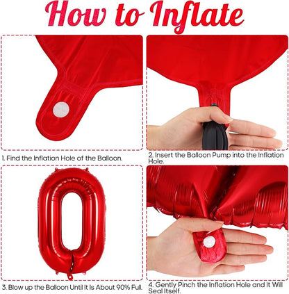 Red Number 0 Balloon 40 Inch, Big Large Foil Helium Number Balloons, Jumbo - Image 7
