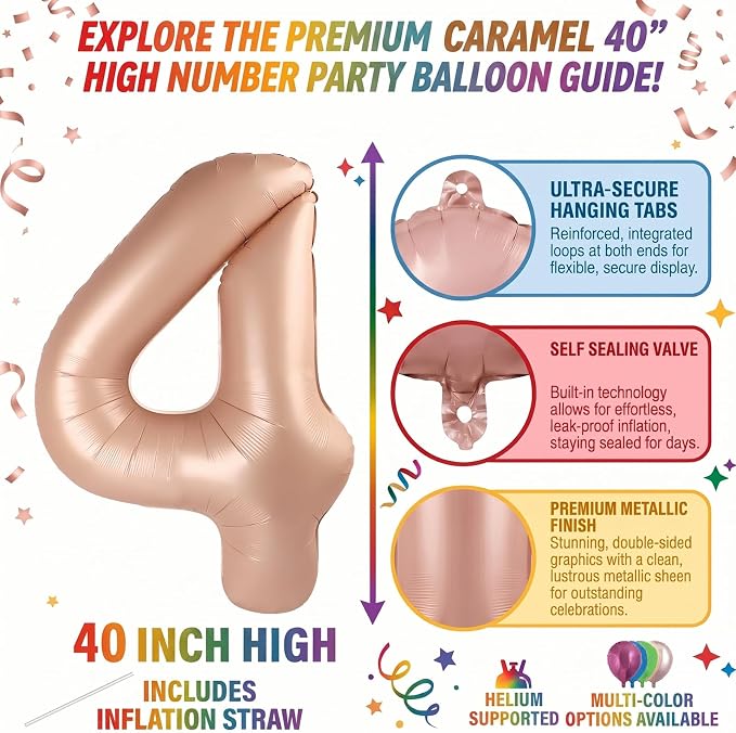 40 Inch Caramel Foil Number 14 Balloon - Image 2