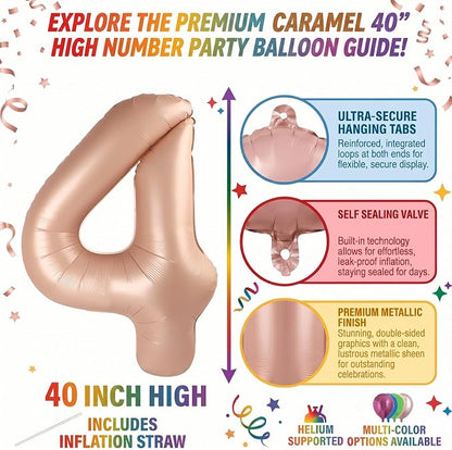 40 Inch Caramel Foil Number 14 Balloon - Image 2