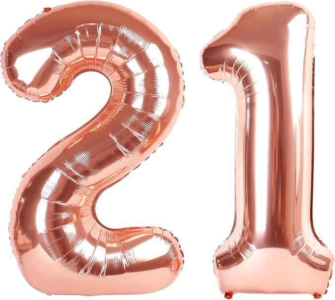 21 Balloon 40 inch Rose Gold Number Balloons by Enyeopd