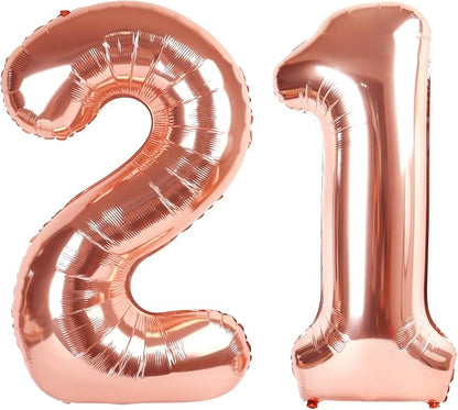 21 Balloon 40 inch Rose Gold Number Balloons by Enyeopd
